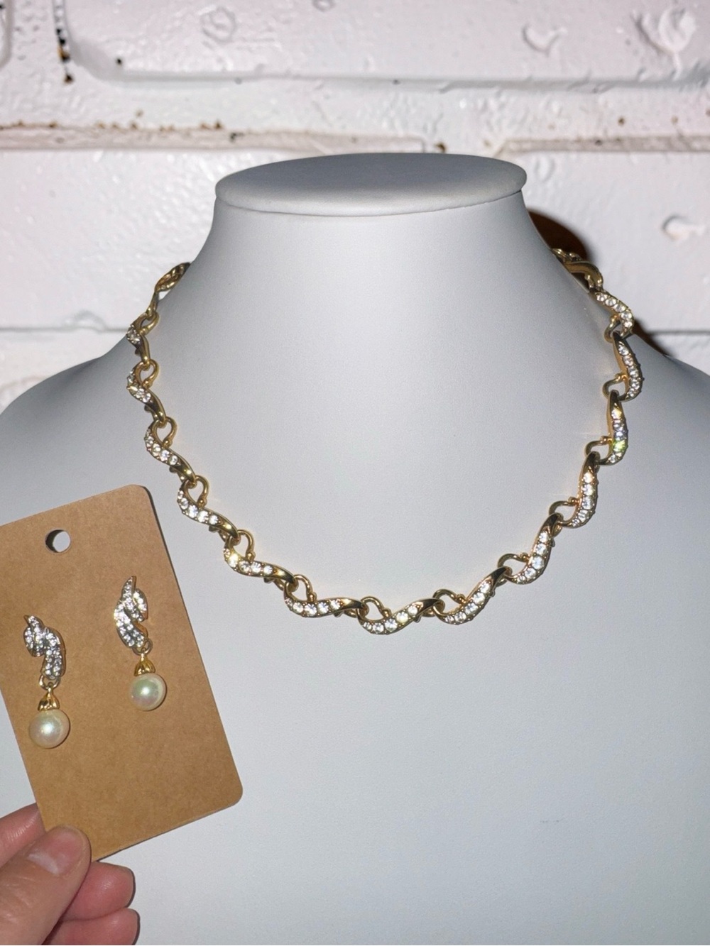 Swarovski vintage wave link collar necklace and Earring set